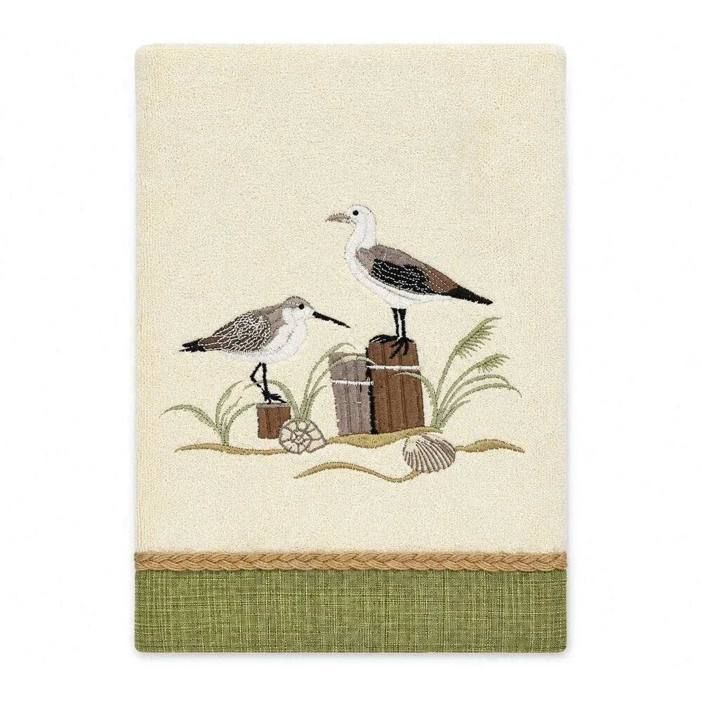 Avanti Sea Birds Bath Towel in Ivory Embroidered Beach Tropical Bath NEW